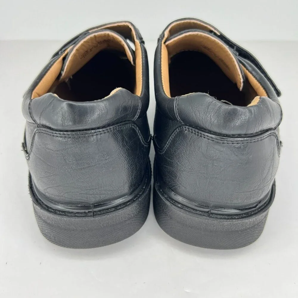 Veeko Mens 12760 Black Napa Pu Leather Hook & Loop Size 10.5EEE Dress Shoes